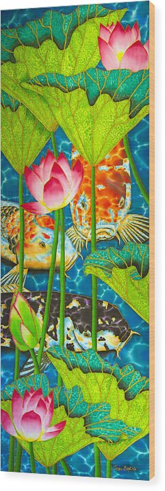 Lotus Pond Wood Print featuring the painting Koi by Daniel Jean-Baptiste