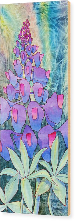 Lupine Solitaire Wood Print featuring the painting Lupine Solitaire by Teresa Ascone