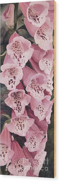 Garden Flower Wood Print featuring the painting Pink Foxglove by Laurie Rohner