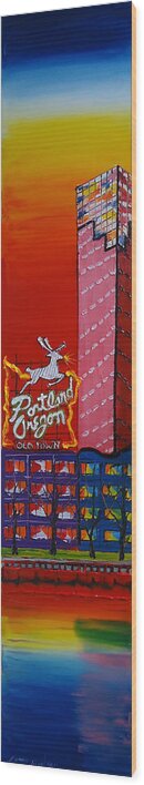  Wood Print featuring the painting Portland Oregon Sign #65 by James Dunbar