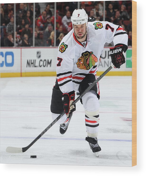 People Wood Print featuring the photograph Chicago Blackhawks V Anaheim Ducks #1 by Debora Robinson