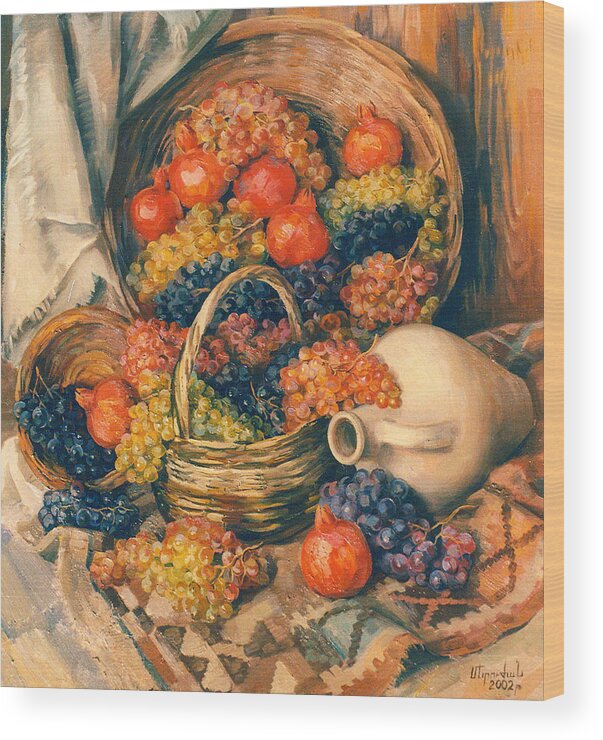 Abundance Of Tastes Wood Print featuring the painting Abundance of tastes by Meruzhan Khachatryan