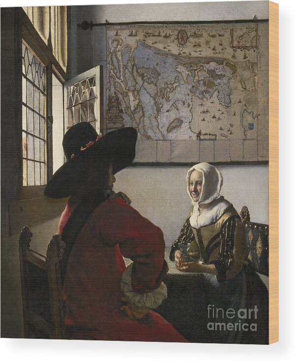 Amorous Wood Print featuring the painting Amorous Couple by Vermeer