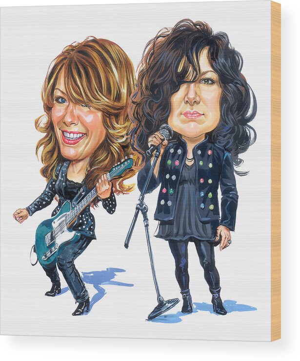 Heart Wood Print featuring the painting Ann and Nancy Wilson of Heart by Art 