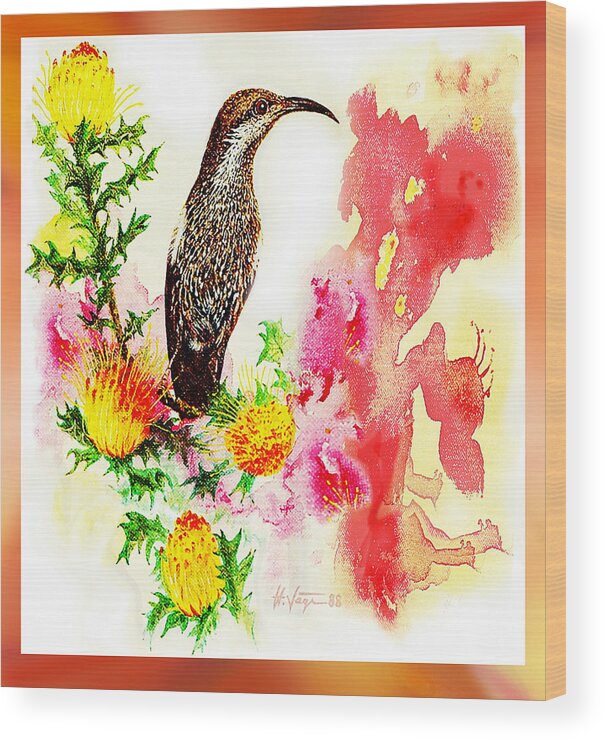 Bird Wood Print featuring the painting Australian Bird Dreaming by Hartmut Jager