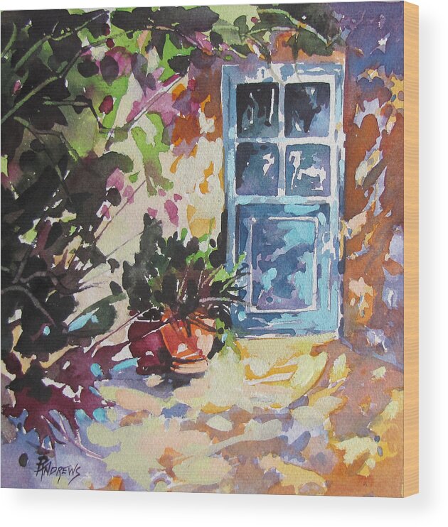 Provence Wood Print featuring the painting Blue Door Provence by Rae Andrews