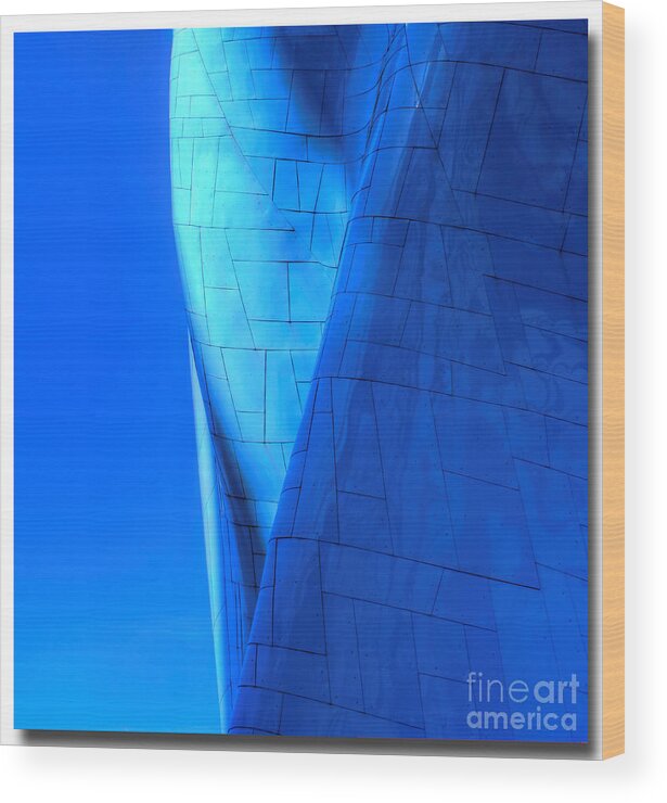 Abstract Wood Print featuring the photograph Blue on Blue cropped version by Chris Anderson