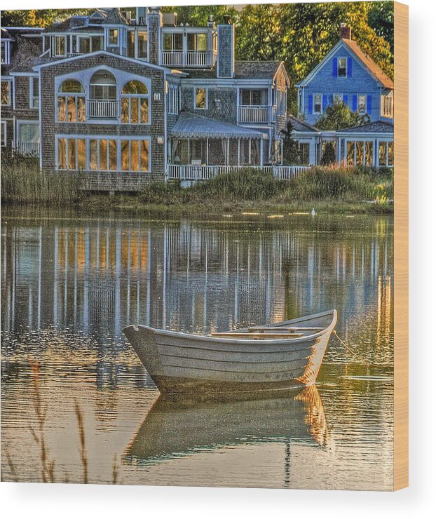 Boat Photographs Wood Print featuring the photograph Boat in Late Afternoon by Phyllis Meinke
