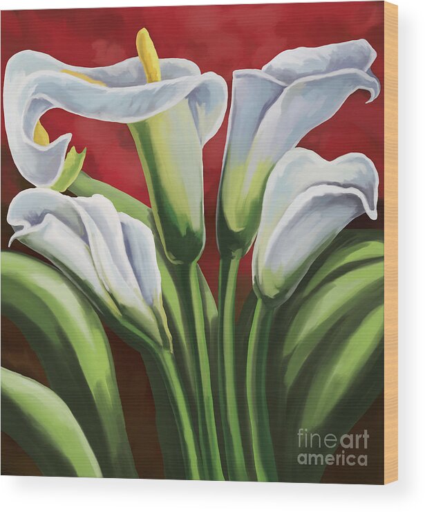 Calla Lilies Wood Print featuring the painting Calla Lilies by Tim Gilliland