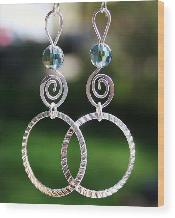 Crystal Wood Print featuring the jewelry Crystal Ball Earrings by Kelly Nicodemus-Miller