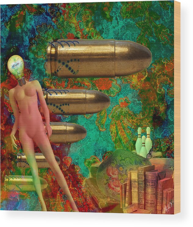 Bullet Wood Print featuring the mixed media Flashbacks by Ally White