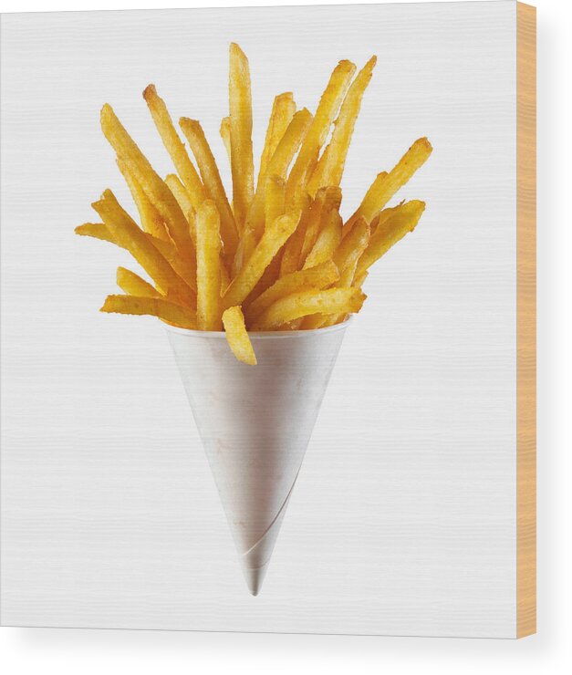 Unhealthy Eating Wood Print featuring the photograph French Fries on White Background by Annabelle Breakey