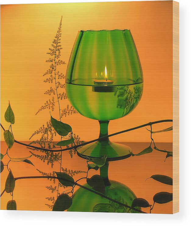 Still Life Wood Print featuring the photograph Green glass IX by Andrei SKY