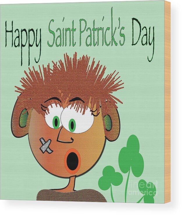 Drawing Wood Print featuring the digital art Happy St. Patrick's day by Iris Gelbart