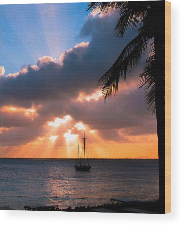 Sunset Wood Print featuring the photograph Island Sunset by Haren Images- Kriss Haren
