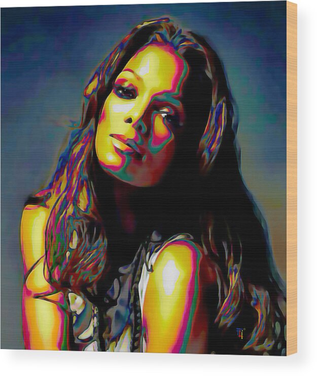 Janet Jackson Wood Print featuring the painting Janet Jackson by Fli Art