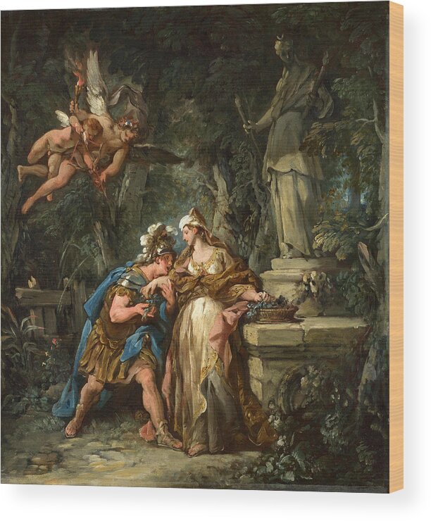 Jean-francois Detroy Wood Print featuring the painting Jason swearing Eternal Affection to Medea by Jean-Francois Detroy