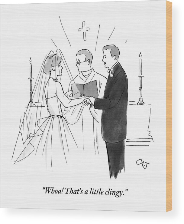 Marriage Wood Print featuring the drawing Man To Wife During Wedding Vows by Carolita Johnson