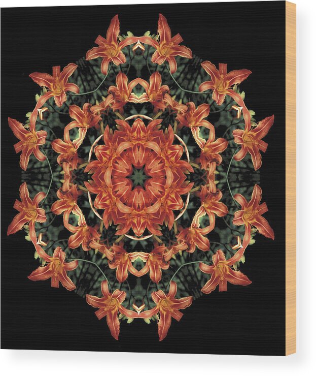 Mandala Wood Print featuring the photograph Mandala Daylily by Nancy Griswold