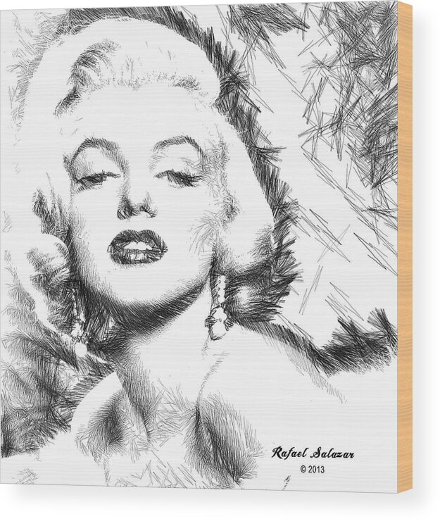 Marilyn Monroe Wood Print featuring the digital art Marilyn Monroe - The One and Only by Rafael Salazar