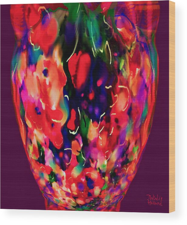 Glass Vase Wood Print featuring the mixed media Mom's Venetian Glass Vase by Natalie Holland