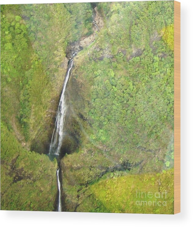 Waterfall Wood Print featuring the photograph Oahu Waterfall by Brigitte Emme