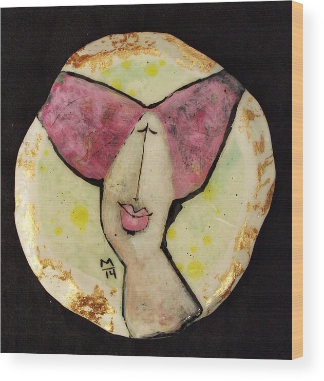Figurative Wood Print featuring the painting ORBIS Woman with Pink Hair by Mark M Mellon