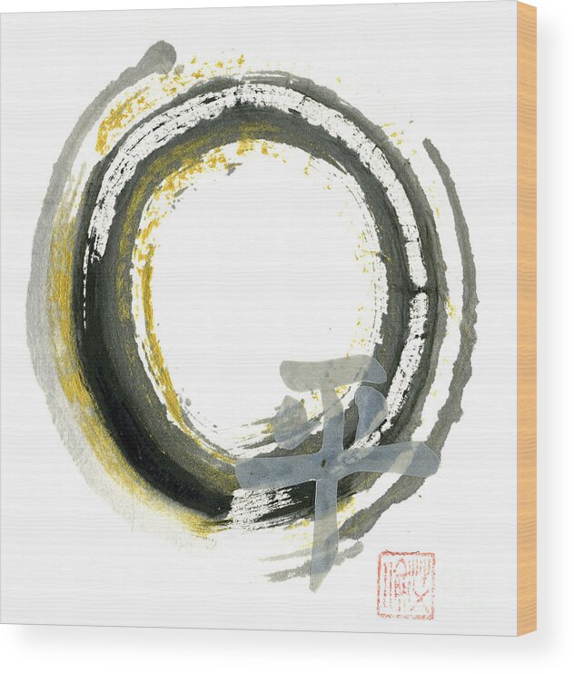 Zenga Wood Print featuring the painting Pax - Zen Enso by Ellen Miffitt