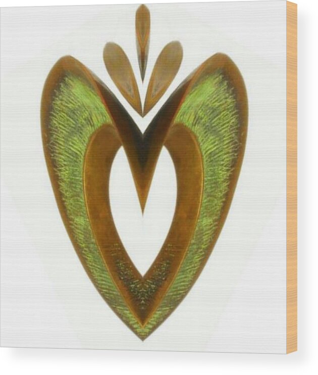 Abstract Wood Print featuring the digital art Pear Heart by Mary Russell