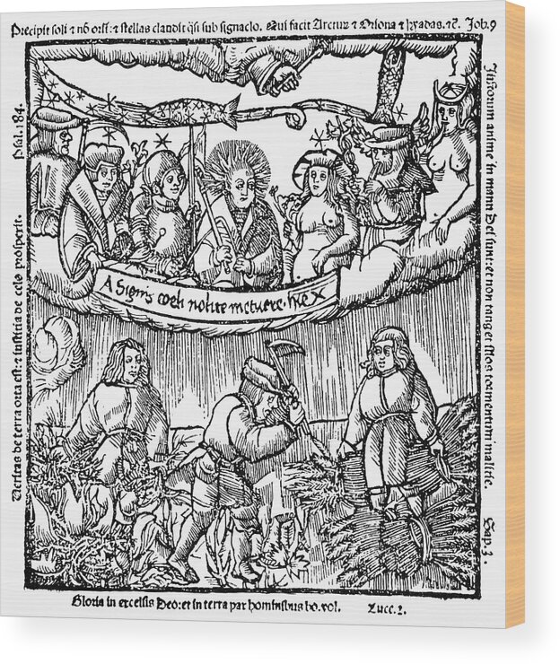 1524 Wood Print featuring the painting Planets And Farmers, 1524 by Granger
