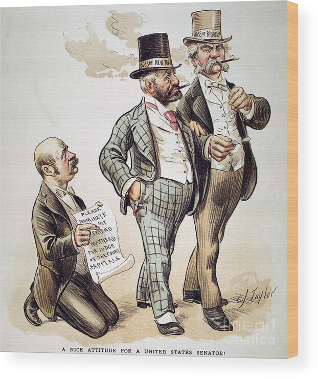 1893 Wood Print featuring the drawing Political Corruption 1893 by Granger