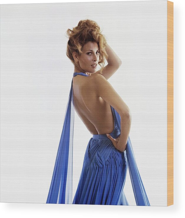 #condenastvoguephotograph Wood Print featuring the photograph Raquel Welch Wearing A Valentino Dress by Henry Clarke