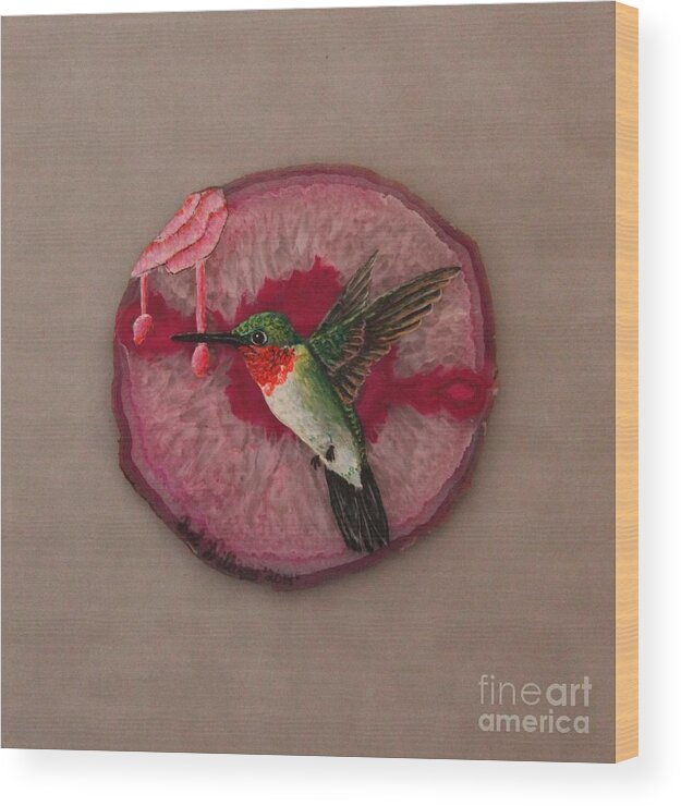 Hummingbird Wood Print featuring the painting Ruby Throated Hummer by Bob Williams