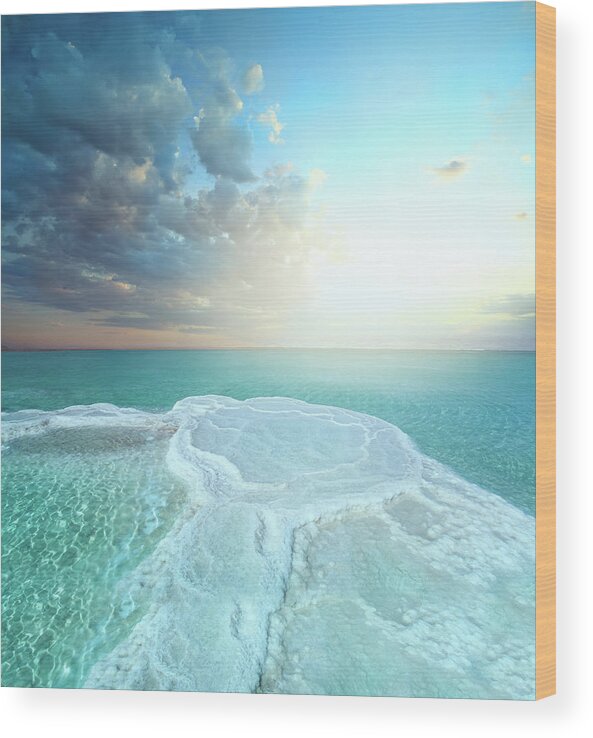 Mineral Wood Print featuring the photograph Salt Field In Dead Sea by Dtokar