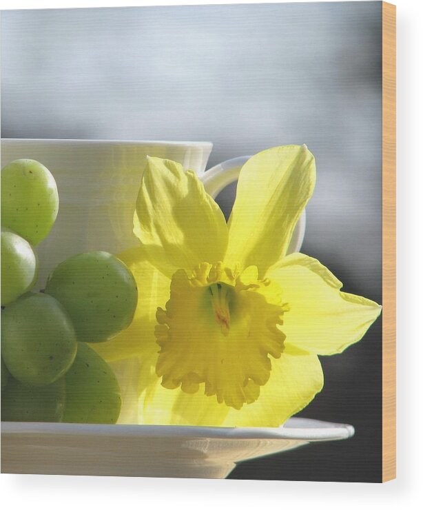 Tea Cups Wood Print featuring the photograph Sipping Spring by Angela Davies