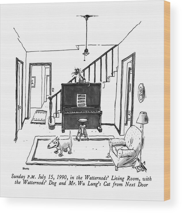 Sunday P.m. July 15 Wood Print featuring the drawing Sunday P.m. July 15 by George Booth