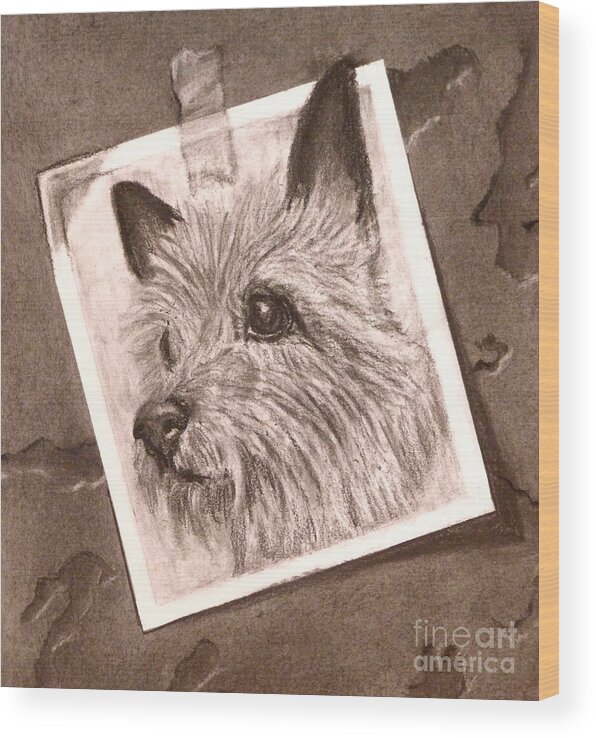 Cairn Terrier Wood Print featuring the drawing Terrier as Optical Illusion by Susan A Becker
