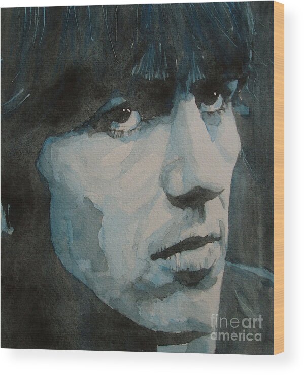 The Beatles Wood Print featuring the painting The quiet one by Paul Lovering