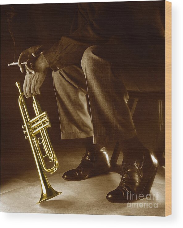 Trumpet Wood Print featuring the photograph Trumpet 2 by Tony Cordoza