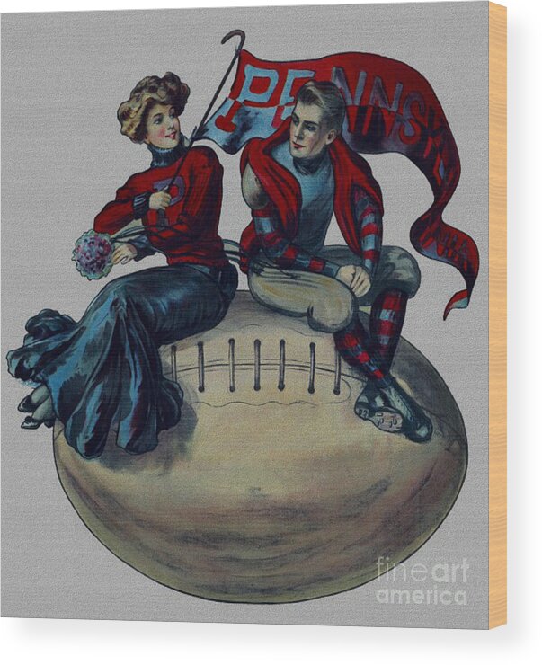 Vintage Wood Print featuring the digital art Vintage College Football Poster by Vintage Collectables