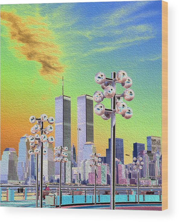Historic Wood Print featuring the photograph World Trade Center from NJ Terminal by Paul Ross