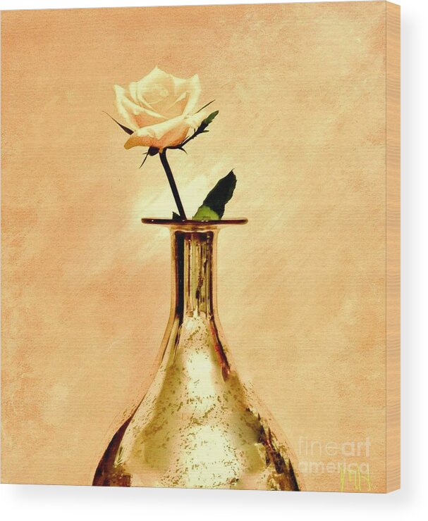 Photo Wood Print featuring the photograph Yellow Rose on Gold by Marsha Heiken