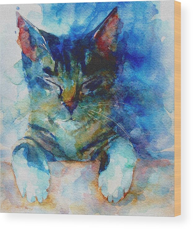 Cat Wood Print featuring the painting You've Got A Friend by Paul Lovering
