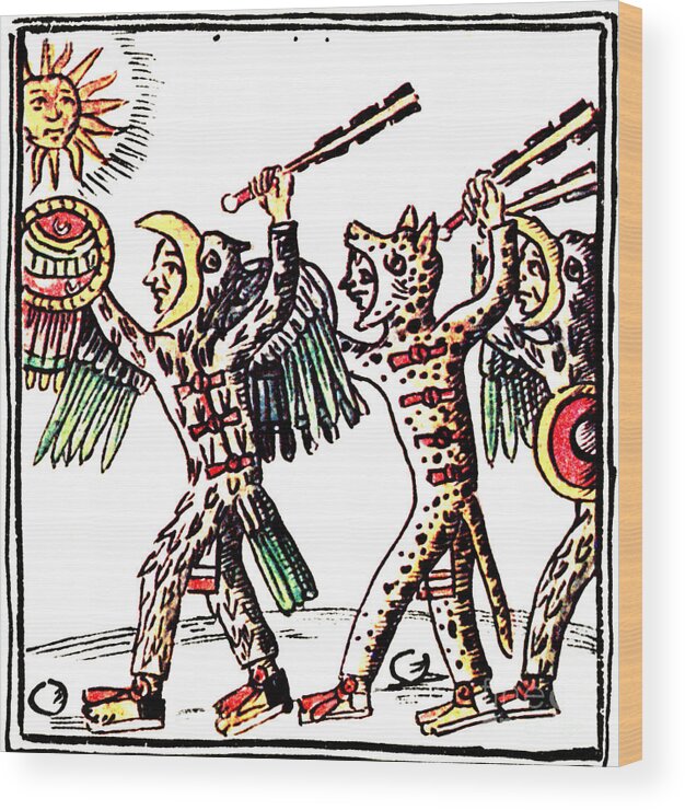 History Wood Print featuring the photograph Aztec Warriors, Codex Florentine, 16th by Photo Researchers