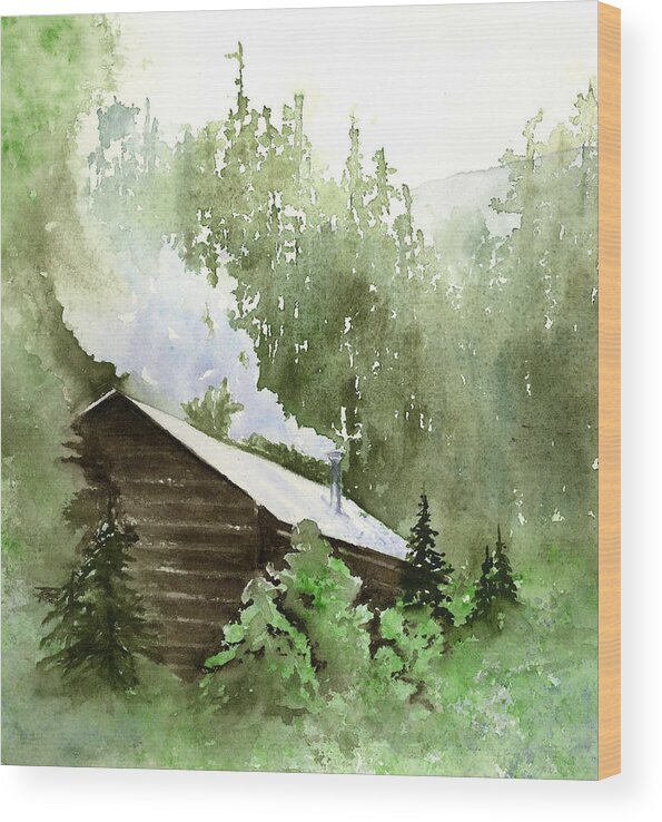 Landscape Wood Print featuring the painting Backcountry Morning by Marsha Karle