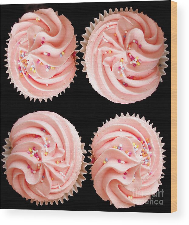 Background Wood Print featuring the photograph Cup cakes by Jane Rix