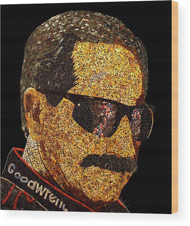 Nascar Wood Print featuring the mixed media Dale Earnhardt Tribute by Doug Powell
