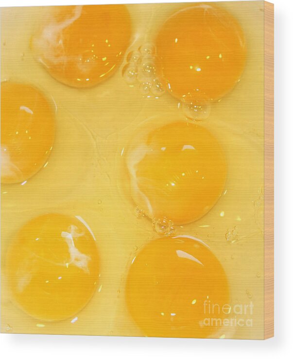 Egg Wood Print featuring the photograph Eggs Yolk by Henrik Lehnerer