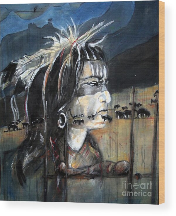 Native American Wood Print featuring the painting Native by Christine Chzasz