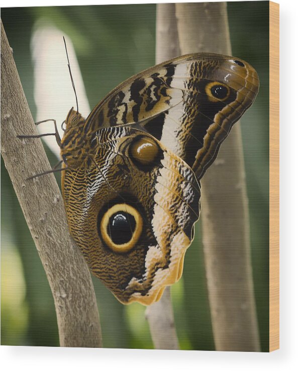 Butterfly Wood Print featuring the photograph Owl Butterfly 1 by Bill and Linda Tiepelman